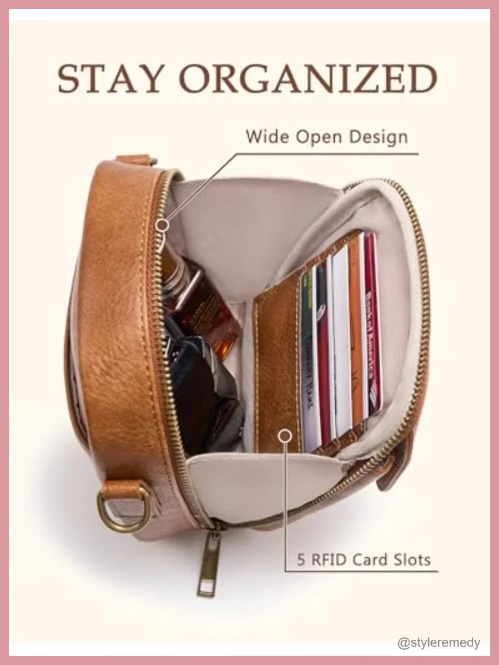 Vintage Vegan Leather Crossbody Bag with RFID Protection, Adjustable Strap,